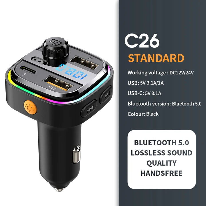 Bluetooth 5.0 FM Transmitter Handsfree Car Radio Modulator MP3 Player
