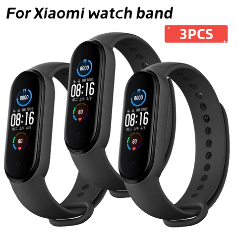 3Pcs Watchband For Mi Band 7 6 4 5 3 Bracelet Xiaomi Mi Band Strap Silicone